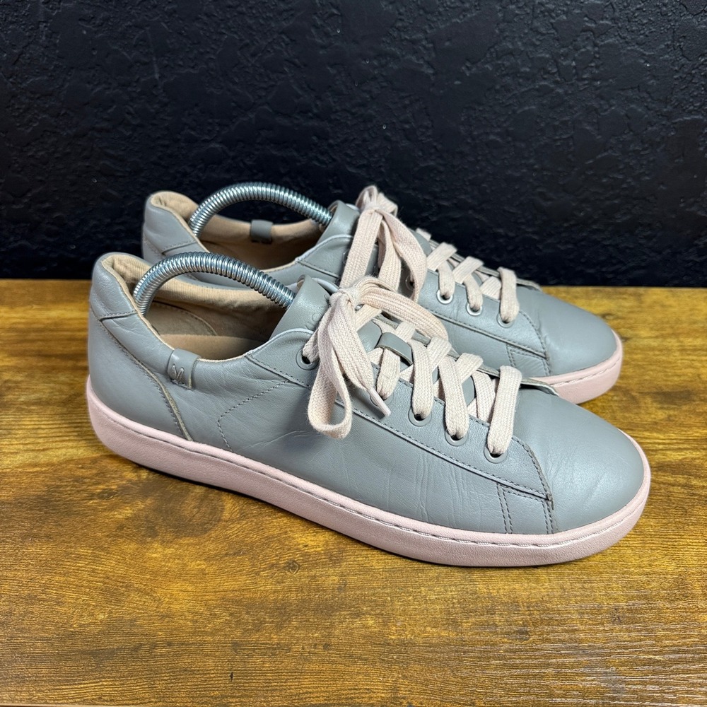 Vionic Mable Grey Pink Leather Slip Resistant Sneakers Womens Size 10